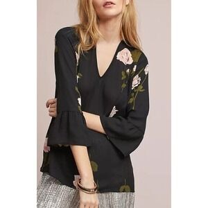 Maeve Black Floral Blouse